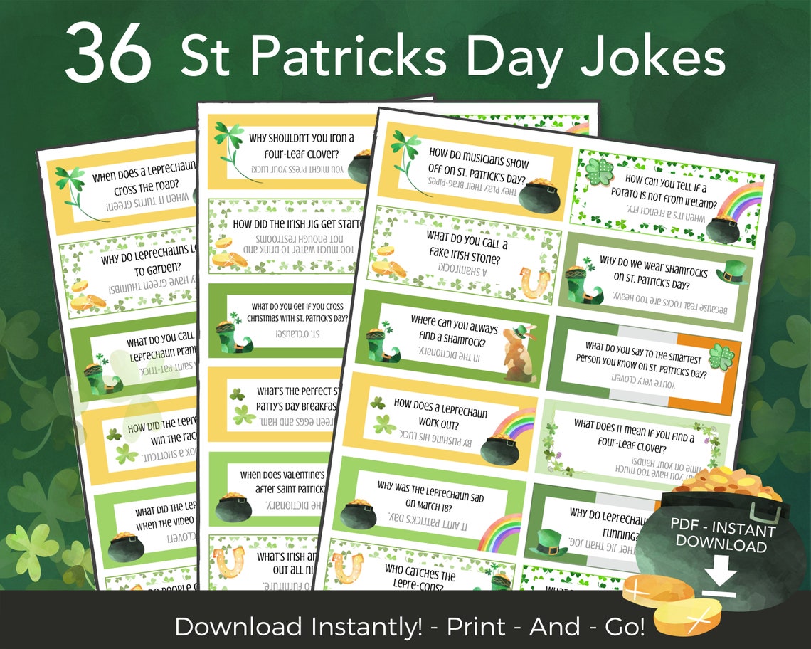 St Patrick's Day Jokes for Kids Printable St Patricks | Etsy