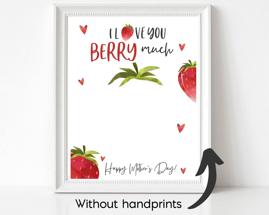 Strawberry Handprint Printable Mothers Day Keepsake Grandma - Etsy