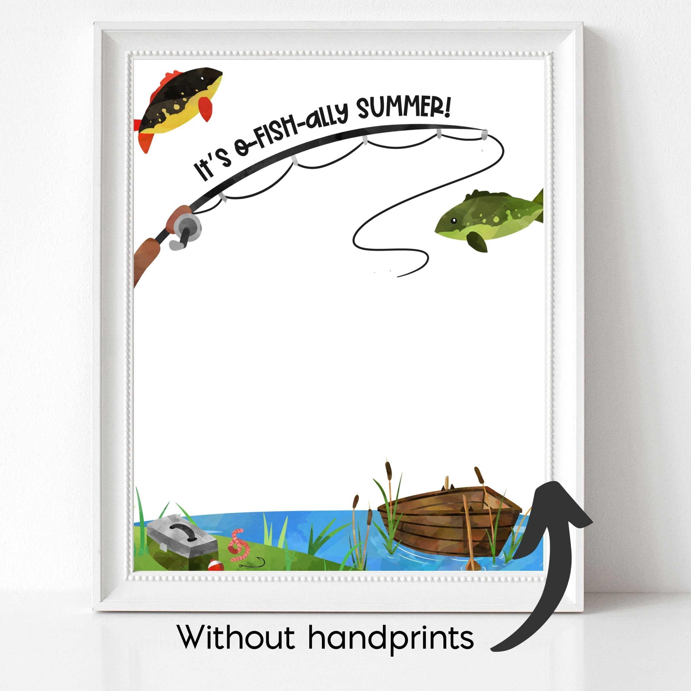 Fishing Handprint Art, Summer Handprint Art, Printable Handprint Craft ...