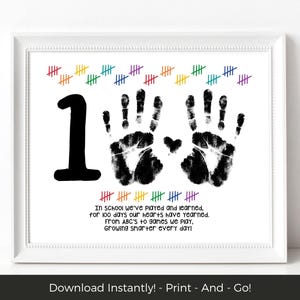 100 Days Poem Handprint Art Printable, 100 Days of School Activity, 100th Day of School Handprint Craft, Preschool Handprint Keepsake