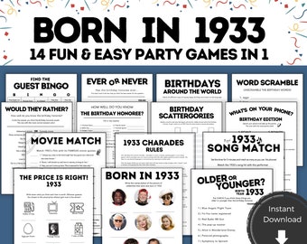 90th Birthday Printable Games - Etsy
