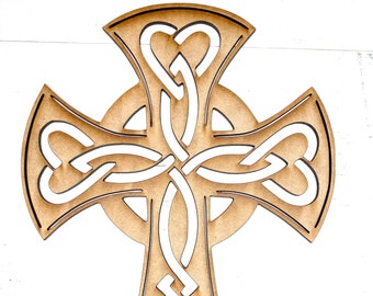 Celtic Cross Cutout, Unfinished Wood Cut Outs for Signs, Cross Shape, DIY Painting, Unpainted Cross for Wreath