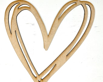 Heart Cutout, Unfinished Wood Cut Outs for Signs, Heart Shape, DIY Painting, Unpainted Heart