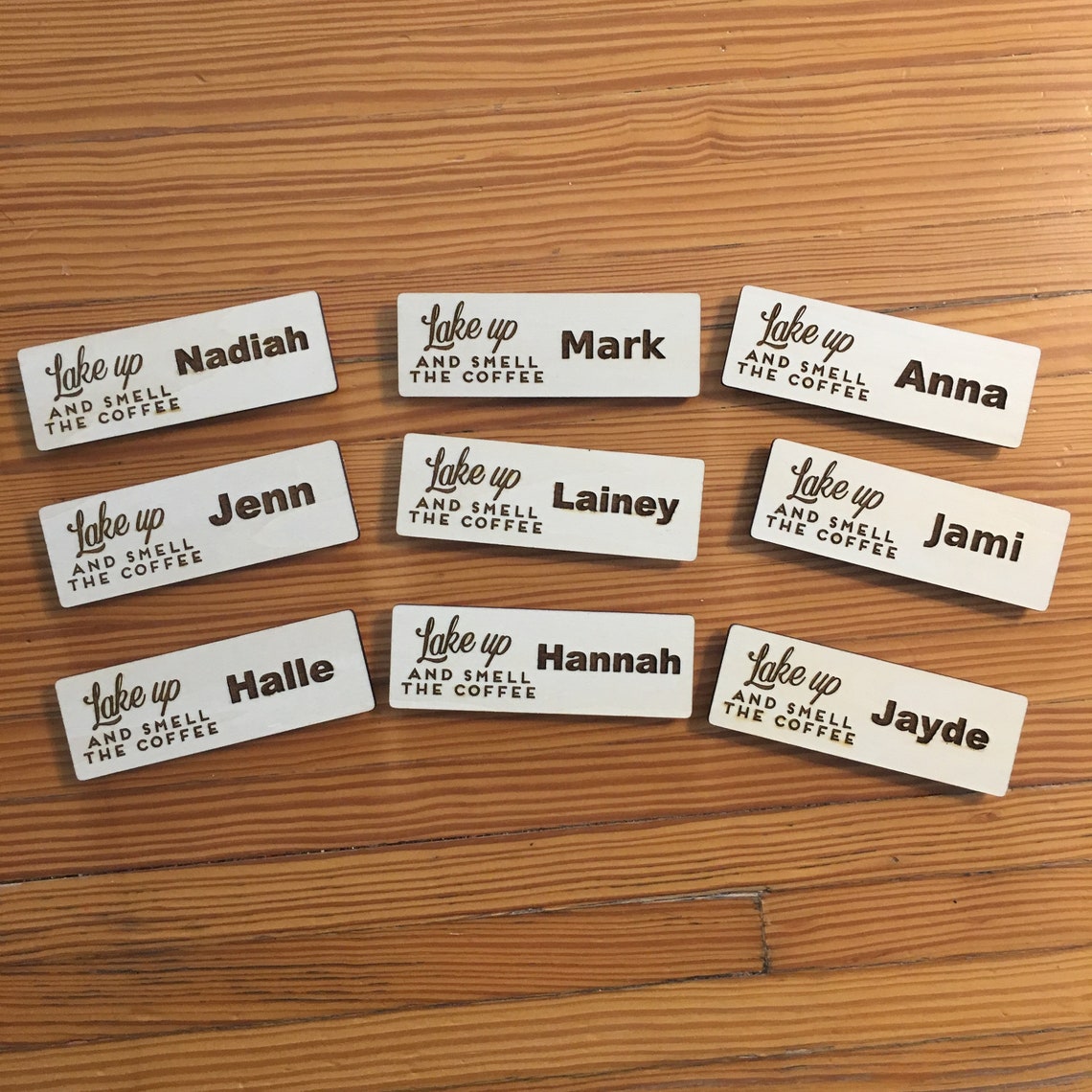 Laser Engraved Name Tags Wood Nametags Name Tag Etsy