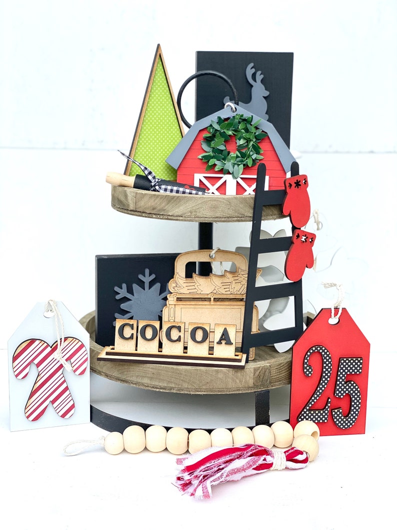 Christmas Tiered Tray Decor Bundle Tiered Tray DIY Kit | Etsy