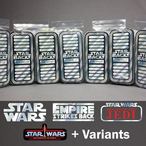Pełna wersja + warianty - zabytkowe karty do wyświetlania figurek akcji Star Wars w kolorze nawiązującym do oryginalnych zabawek kolekcjonerskich Kenner