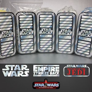 Volledige uitvoering: vintage Star Wars-actiefiguurkaarten achterkanten