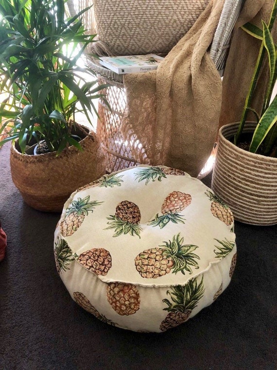 New Pineapple Pouffe Unfilled 20 Inch Made In Australia Bohemian Eclectic Boho Floor Cushion Meditation Pouf Tropical