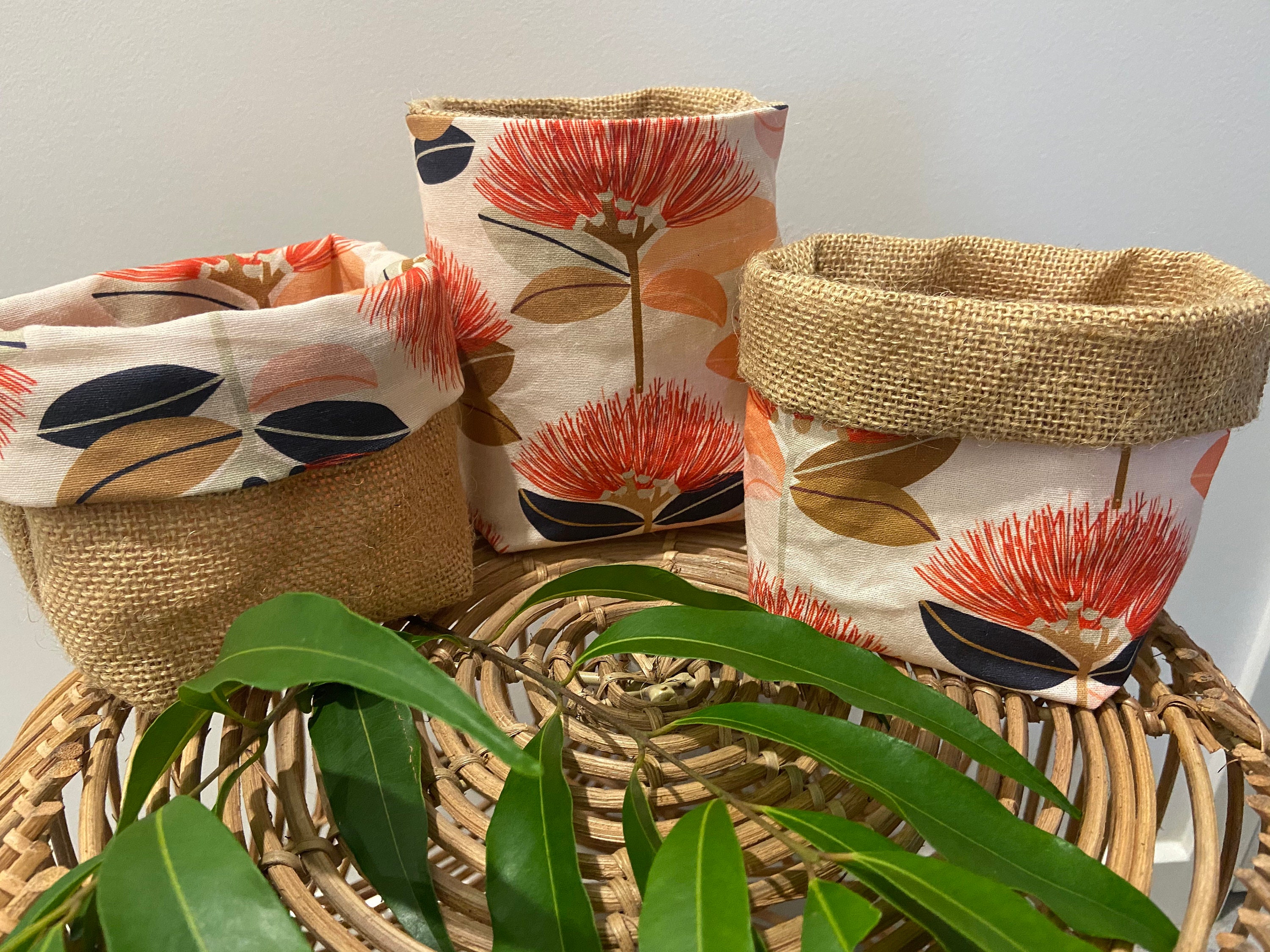 AUSTRALIAN MADE JUTE & Fabric Baskets / Peach / Reversible / Etsy