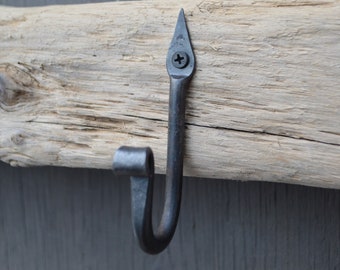 Wall Hooks, Spade Top, Blacksmith Made, Housewarming Gift, Coat Hooks, Wrought Iron, Rustic Home Decor