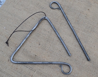 Wrought Iron Dinner Triangle, Blacksmith Made, Housewarming Gift