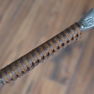 Fire Poker, Blacksmith Made, Camping Gear, Wrought Iron Poker, Fireplace Decor, Leather Handle, Slowcraft, Tariff Free