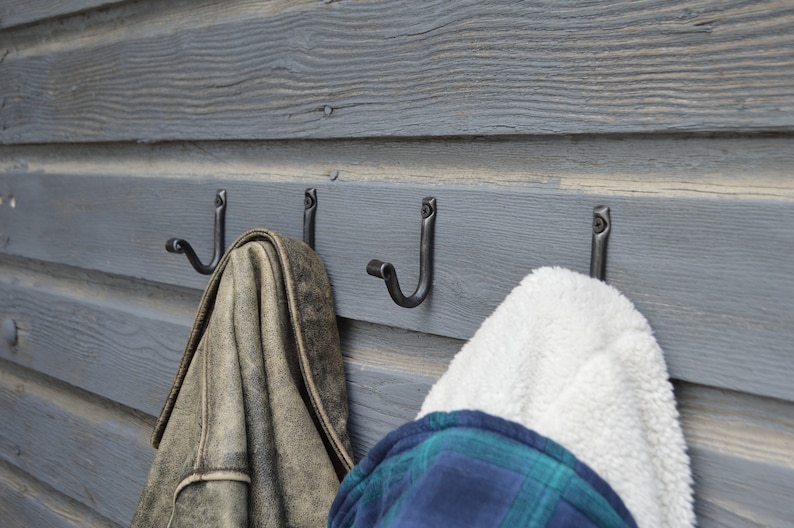 Wrought Iron Wall Hooks, Blacksmith Made, Housewarming Gift, Coat Hooks, Rustic Home Decor image 7