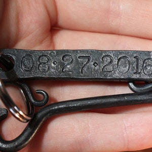 Heart Key Chain, Iron Anniversary Gift, Hand Forged Key Tag, Blacksmith Made, Personalized Keychain, Wrought Iron, Customized Key Tag image 7
