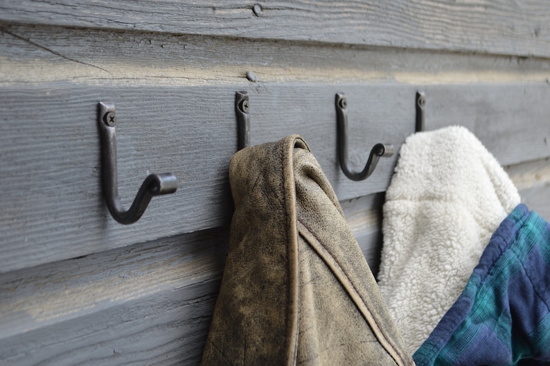Wrought Iron Wall Hooks, Blacksmith Made, Housewarming Gift, Coat Hooks, Rustic Home Decor image 8