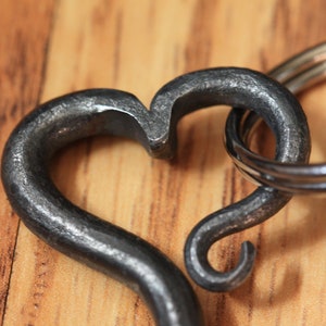 Heart Key Chain, Iron Anniversary Gift, Hand Forged Key Tag, Blacksmith Made, Personalized Keychain, Wrought Iron, Customized Key Tag image 3