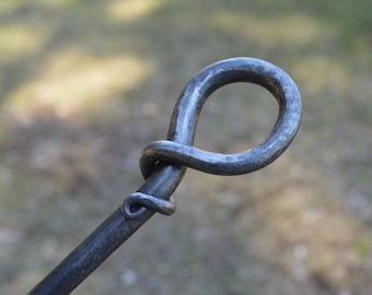 Hand Forged Fire Poker: Rustic Wrought Iron Fireplace Tool