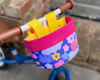 Bike & Scooter HandleBar Basket | Clip on | Sunshine +Pink Yellow