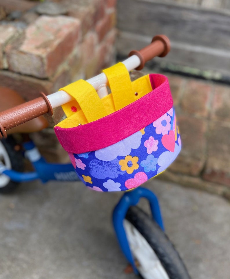 sunshine pink and yellow bike basket for kids