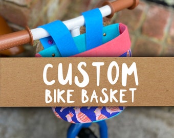 CUSTOM! Bike & Scooter Handlebar Basket | 6 Way Push Clip on | Bike | Scooter | Tricycle | Balance Bike |