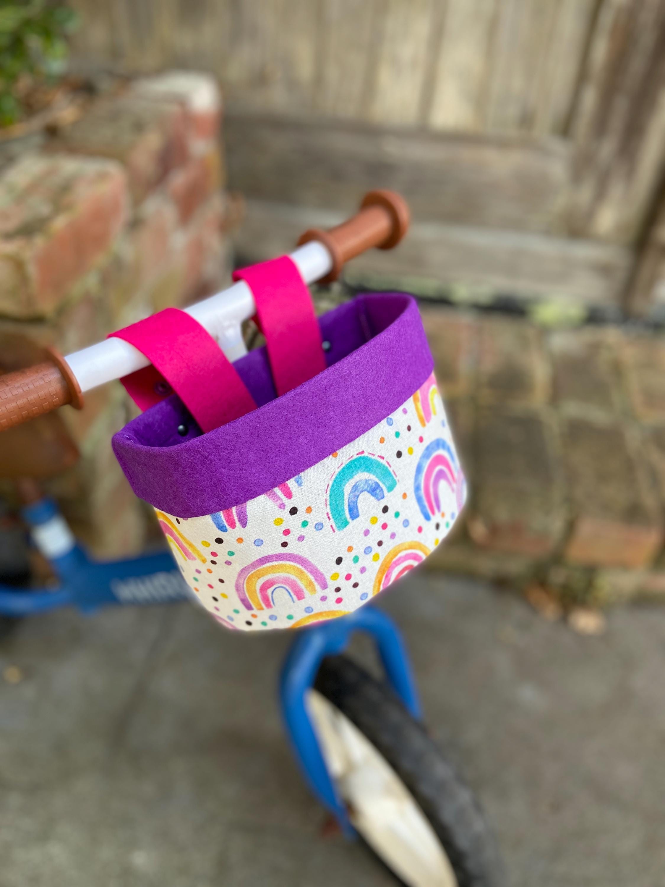 Bike Scooter Handlebar Basket Way Push Clip on Rainbow+