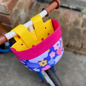 sunshine pink and yellow bike basket for kids