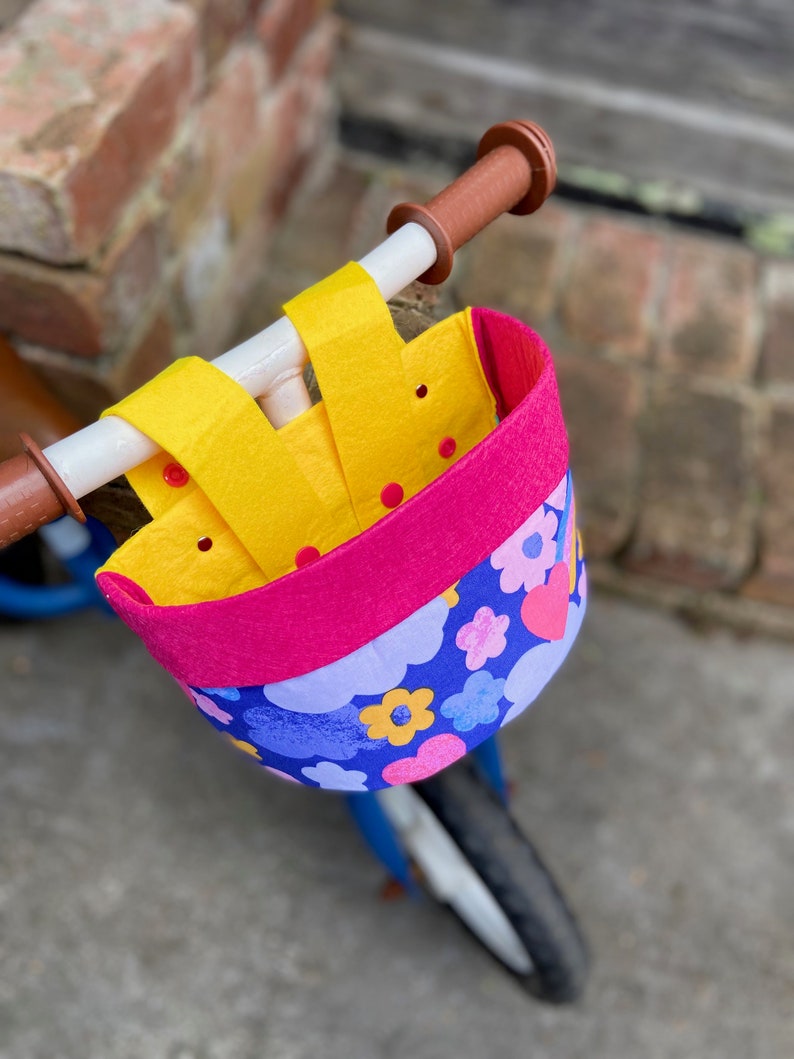 sunshine pink and yellow bike basket for kids