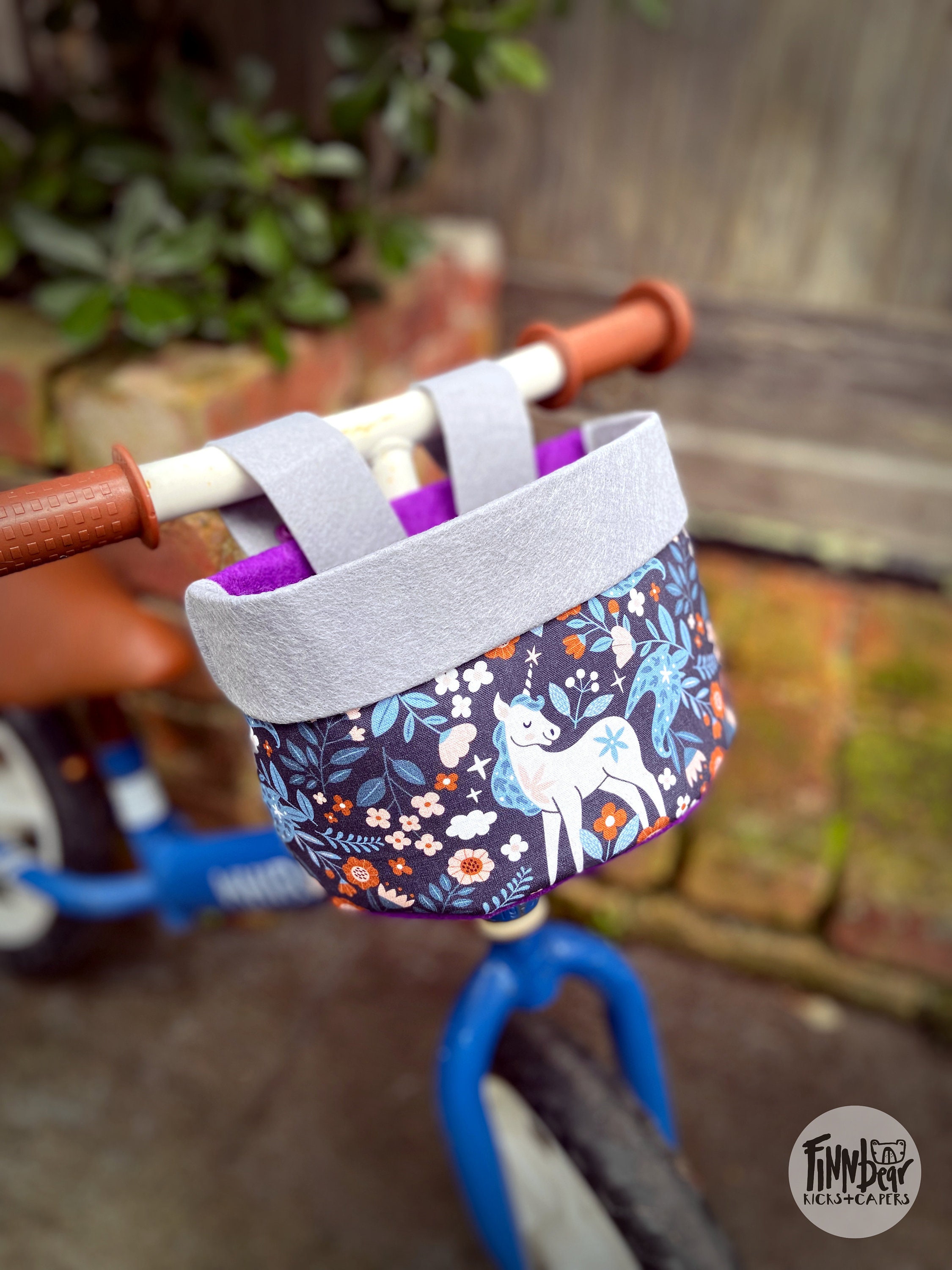 Bike Scooter Handlebar Basket Clip on for Kids Unicorns