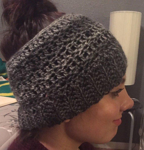 Messy Bun Beanie Etsy