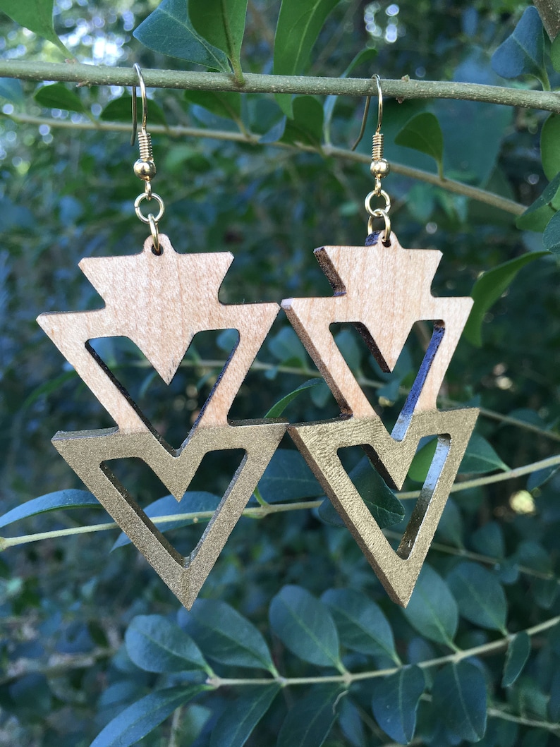 Triangle Wood Earrings