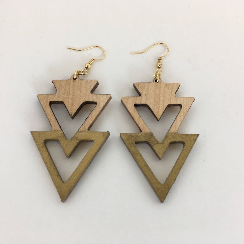 Triangle Wood Earrings