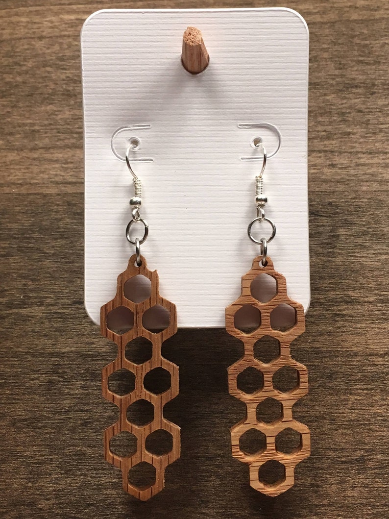 Lightweight Dangle Earrings Made from Solid Wood