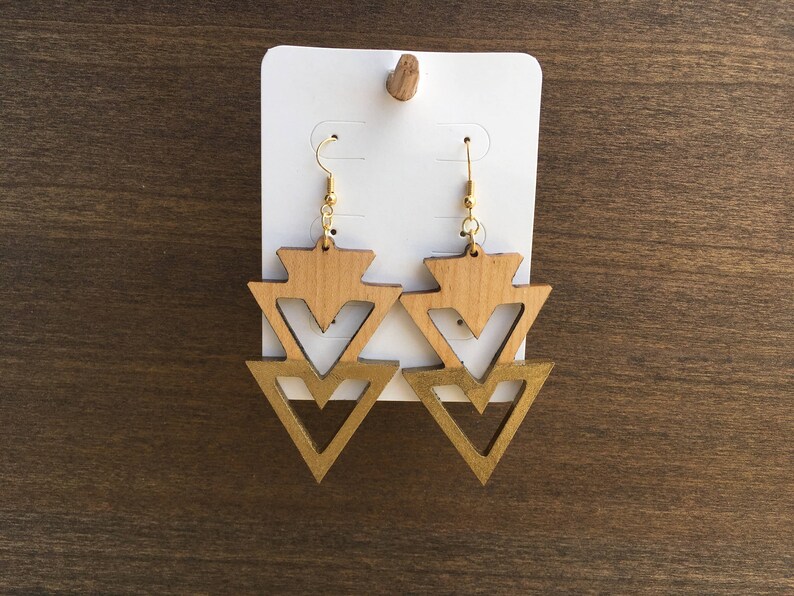 Triangle Wood Earrings
