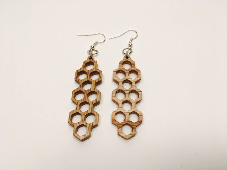 Lightweight Dangle Earrings Made from Solid Wood