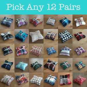 Hand warmers Bundle - 12 pairs, Stocking Stuffers, Organic Rice Hand warmers, Microwaveable Hand warmers, Plaid Flannel Pocket Heating Pads