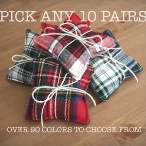 Hand warmers Bundle - 10 pairs, Stocking Stuffers, Organic Rice Hand warmers, Microwaveable Hand warmers, Plaid Flannel Pocket Heating Pads