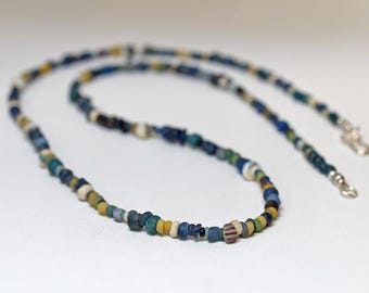 Semi-long necklace of translucent mixed nira beads excavated from Mali 【free shipping】【MB24029】