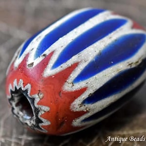 Old venetian 7 layers large blue Chevron beads 【Free shipping】【DB14004D-1】
