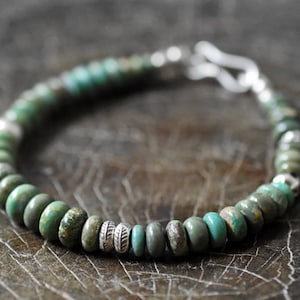 Arizona turquoise and Karen silver bracelet (for men) 【free shipping】【MB20003】