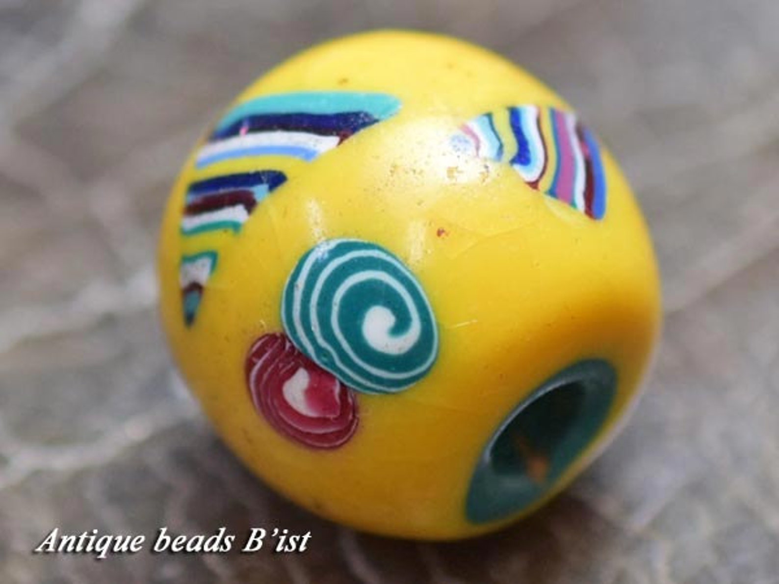 Japanease Big Edo Glass Eye Beads With Yellow Color free Etsy