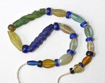 String of ancient roman glass semi-clear mixed beads 【free shipping】【AB20003】