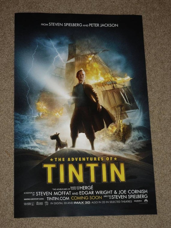 THE ADVENTURES OF TIN TIN TEXTLESS MOVIE POSTER FILM A4 A3 ART PRINT CINEMA