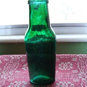 Antique Green Glass Olive Bottle