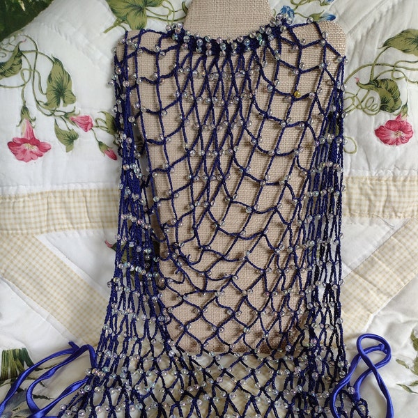 Hand Beaded Mesh Bathing Suit Coverup