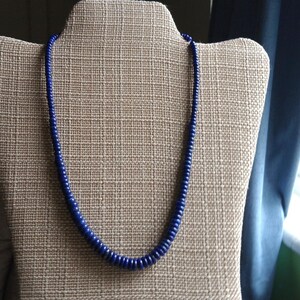 Vintage Genuine 19 6/8 Inch Sterling Silver Lapis Graduated Beaded Necklace