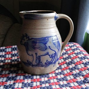 Vintage 1993 Rowe Salt Glaze Pottery Cow Pitcher