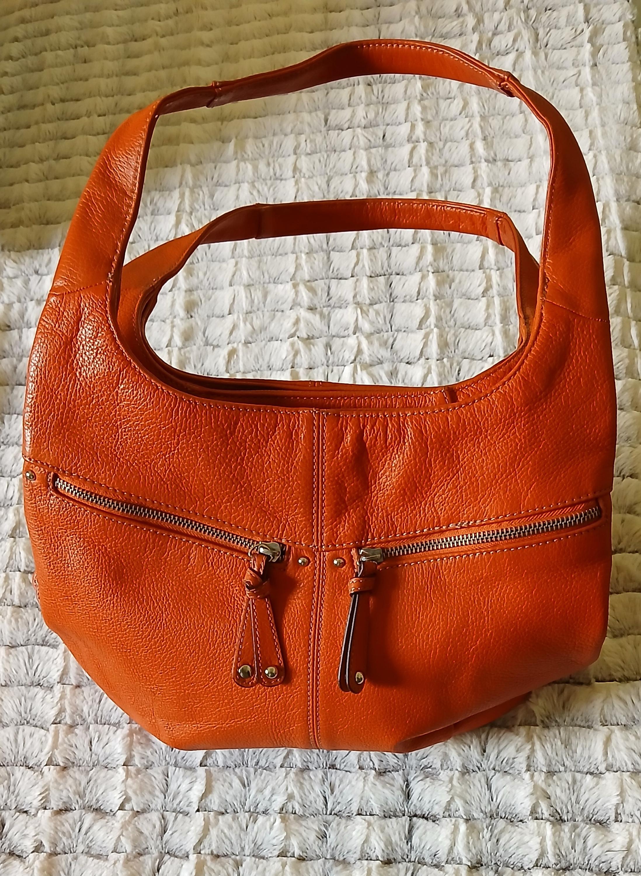 Vintage Orange/Brown Tignanello Leather Backpack tignanello tan , mini backpack lightly used 5... | Depop main image 2