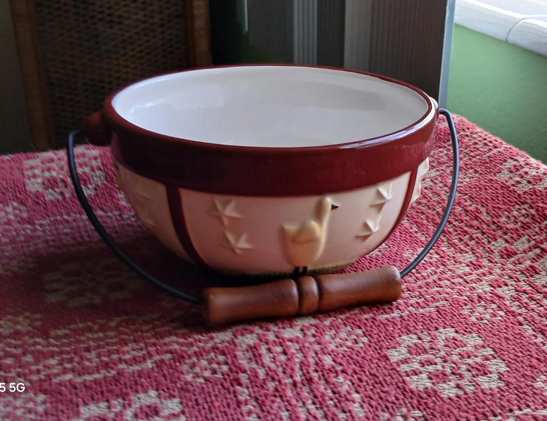 Vintage Tender Heart Treasures Ceramic Chicken Bowl With Handle Etsy