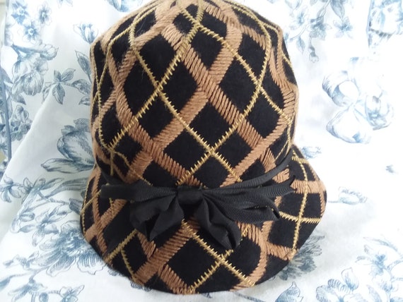 Antique Embroidered Cloche Hat
