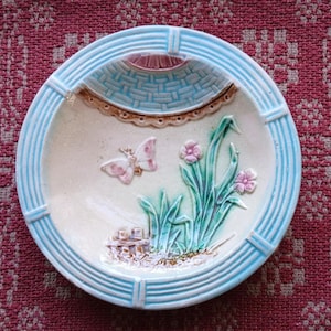 Antique Majolica Small Butterfly Plate